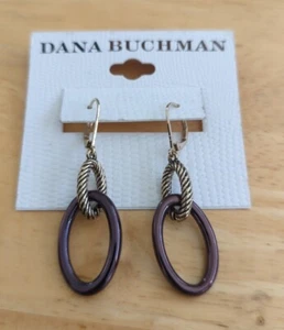 Dana Buchman Gold & Bronze Tone Dangle Pierced Earrings -NWT - Picture 1 of 2