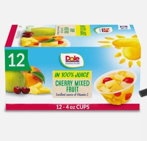 Dole Fruit Bowls Snacks Cherry Mixed Fruit in Juice Snacks 4Oz 12 Total Cups - Picture 1 of 3