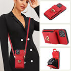 For Various Phone Leather Wallet Case Card Bag Holder Crossbody Strap Cover Girl