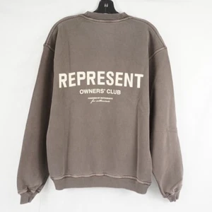 New REPRESENT Owners’ Club Oversized Crew Sweater - Fog - M04159-292 Men’s XXS - Picture 1 of 6