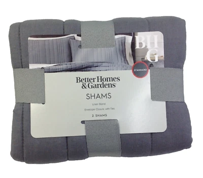 Fundas de almohada Better Homes & Gardens mezcla de lino gris estándar 2 unidades 20W x 26L Foto 1 de 4