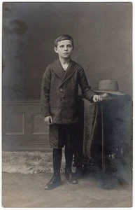1920's TEENAGE BOY studio portrait, antique boy photo children history +7504E - Picture 1 of 2