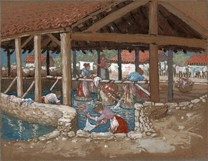 Edward Frederick Ertz (1862-1954) Watercolour Painting - Ladies Washing Laundry - Picture 1 of 12