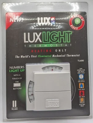 LUXLIGHT TL600 Deluxe 24-Volt Heating Illuminated Mechanical Thermostat NewInPkg - Image 1 of 4