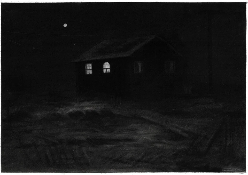 оригинальный рисунок A3 164GV искусства пастель современный ночной пейзаж - Изображение 1 из 1