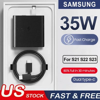 THE-PHONE-ZONE ⚡35W PD Power Adapter Duo Wall Charger&Cables For Samsung S24 S23 S22 S21 S20 S9