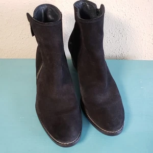 Paul Green Stiefeletten Damen 8 schwarz Wildleder Blockabsatz Booties Reißverschluss - Bild 1 von 15