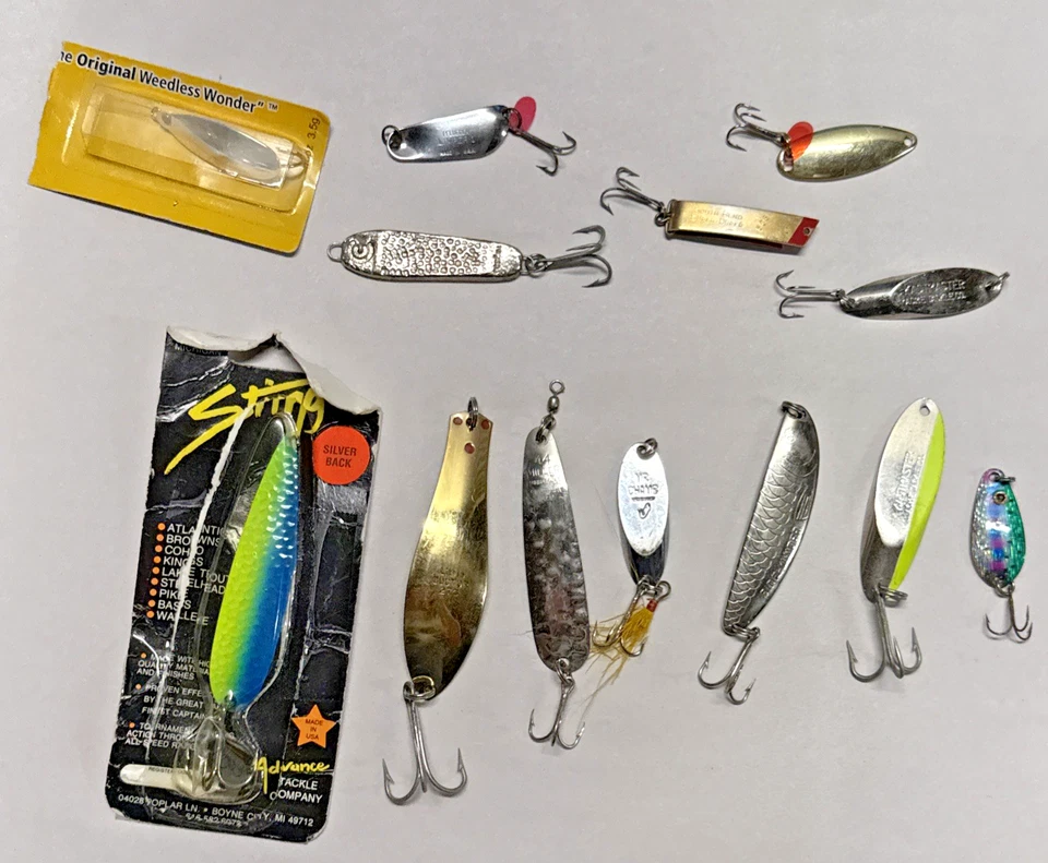 Lote de 13 cucharas de pesca vintage Pflueger Acme Miller Blue Fox *Ver descripción* Foto 1 de 4