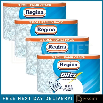 REGINA BLITZ 3PLY KITCHEN ROLL PAPER TOWELS 70 SHEETS PER ROLL 210 SHEETS 3 ROLL - Image 1 of 4