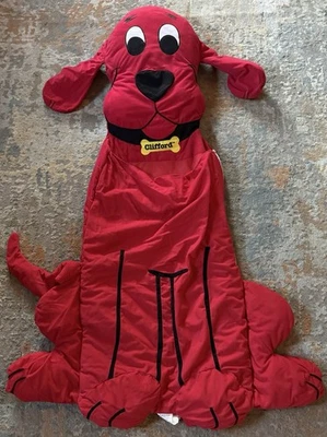 Y2K винтажный 2001 Scholastic Clifford большая красная собака плюшевый детский размер спальный мешок - Изображение 1 из 3