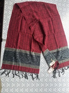 Brand new Calzeat Scotland Celtic Hound Jacquard Red Wool Blend Scarf - Picture 1 of 5