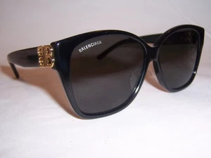 NEW BALENCIAGA SUNGLASSES BB 0135SA 001 BLACK/GRAY 59MM AUTHENTIC 0315 - Picture 1 of 7