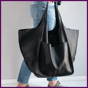 Rretro Handmade Big Beach Tote Bag High Capacity Zipper Shoulder Solid Color - Picture 1 of 28