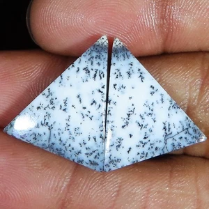 (18X23X03 MM) 15.40 Carat. NATURAL DENDRITE OPAL PAIR CABOCHON LOOSE GEMSTONE - Picture 1 of 6