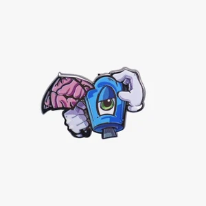 Prendedor gráfico de dibujos animados azul UmbrellaHeights Blessd_brimz - Imagen 1 de 2