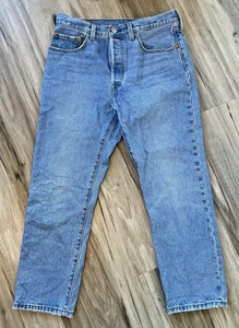 Levis 501 Jeans Damen 30x29 (31x24) Blau Denim Light Wash High Rise Button Fly - Bild 1 von 22