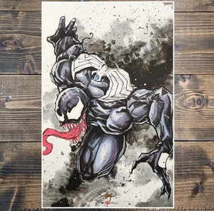 Venom Spider-man Comic Book 11x17 Art Print Signed By Artist Chris Oz Fulton - Picture 1 of 2