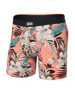 Saxx Vibe Xtra Boxer Brief Fly Men's Underwear, Hibiscus Jungle/Coral, Large - Picture 1 of 2