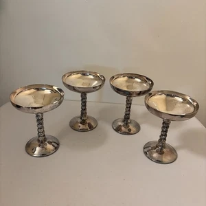 VNTG 4 STÜCK PLATOR VERSILBERT CHAMPAGNERKELCH 5-1/2", WEINREBE STIELE SPANIEN - Bild 1 von 8