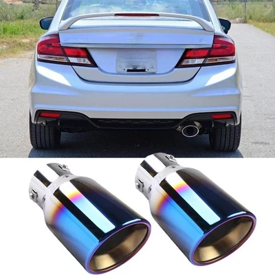 2x Exhaust Pipe Tip Rear Tail Throat Muffler Stainless For Honda Civic Accord Foto 1 de 4