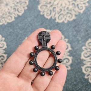 Vintage Black Decenery Finger Rosary Ring - Picture 1 of 3
