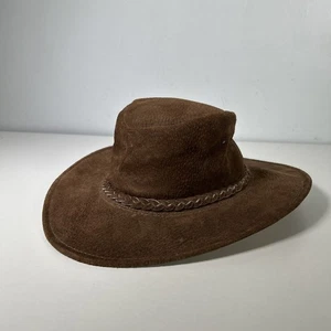 Un vero cappello Jackaroo in pelle scamosciata made in Australia Gold Coast marrone taglia L - Foto 1 di 9