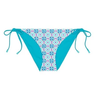 Lands End String Bikini Bottoms Reversible Tie Floral Aqua Purple Print Xs 2-4 - Picture 1 of 4
