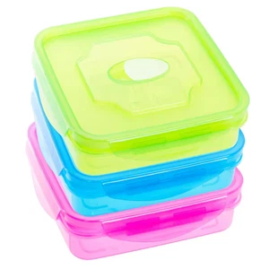Paquete de 3 contenedores de almuerzo de plástico sin BPA con tapas ventiladas, aptos para microondas NUEVO - Imagen 1 de 6