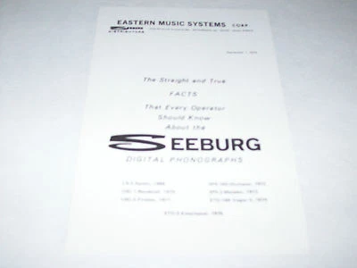 SEEBURG 1975 DIGITAL PHONOGRAPHS TRUE & FACTS FLYER BROCHURE EASTERN MUSIC - Image 1 of 2