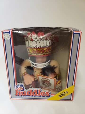 Vintage 1983 NFL Huddles Kansas City Chiefs Mascot Plush Tudor W/Card and Box Cover