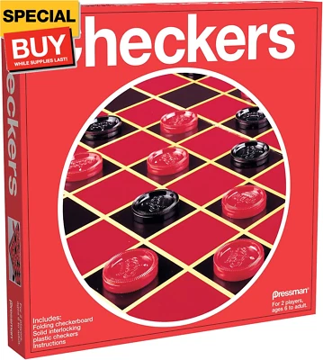 Checkers -- Classic Game With Folding Board and Interlocking Checkers ,5" - Image 1 of 3