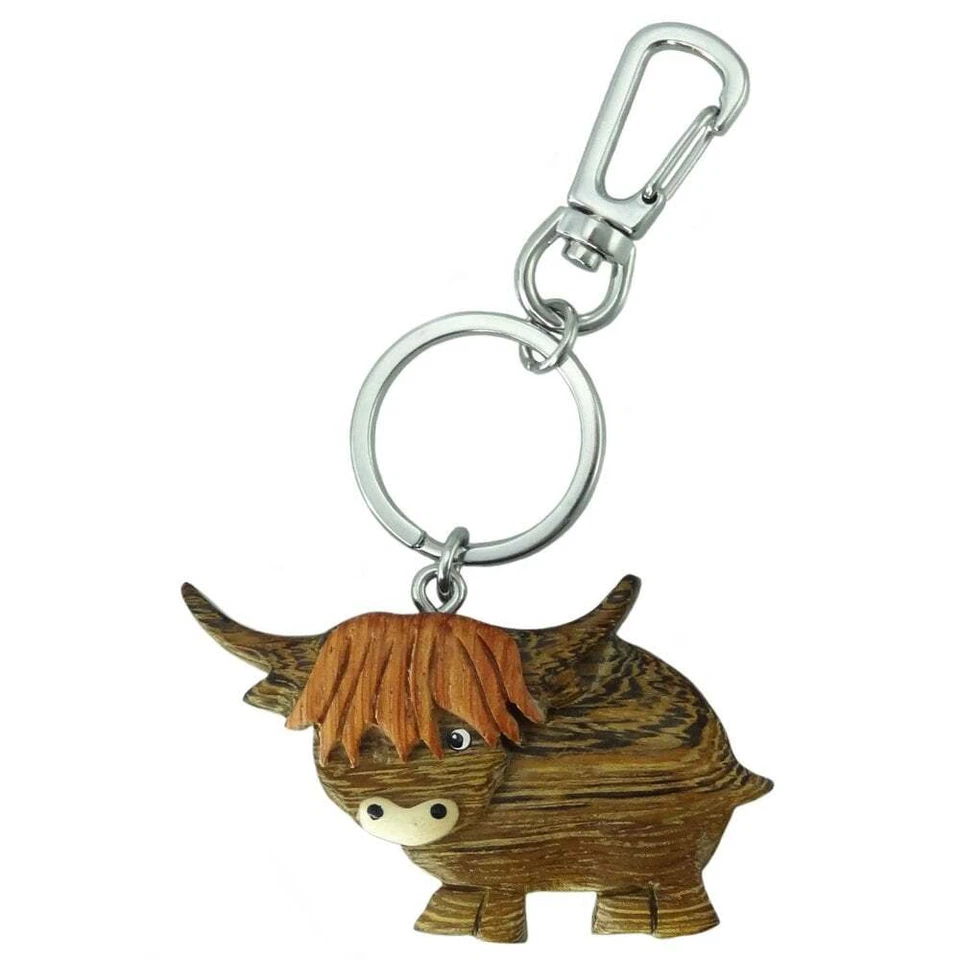Glen Appin of Scotland Wooden Highland Cow Keyring KP1881