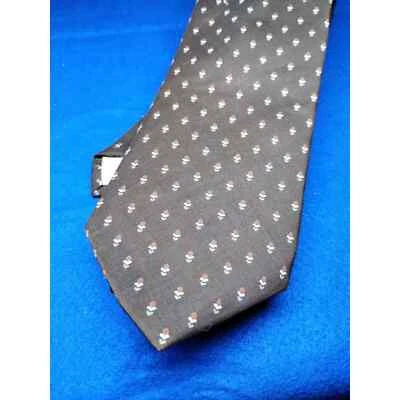 Corbata en punta Don Loper marrón oscuro lunares floral poliéster Foto 1 de 4