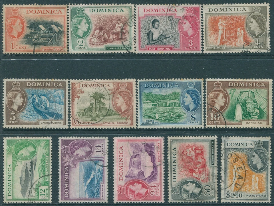 Dominica 1954 SG141-158 (13) QEII scenes FU (amd) - Image 1 of 1
