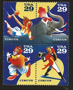 US Scott #2750-53, Block of 4 1993 Circus 29c VF MNH - Picture 1 of 1