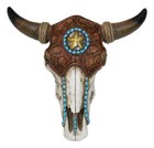 13"L Western Star Steer Bison Buffalo Bull Cow Skull Head Wall Mount Decor