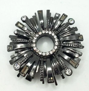 Stunning Art Deco Silver Tone Brooch Lia Sophia with Rhinestones Large Pin - Picture 1 of 5
