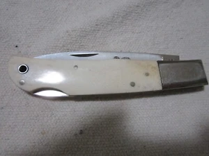 Vintage Parker Cut Co 4 5/8" closed one blade smooth BONE BIG HORN knife unused - Picture 1 of 11