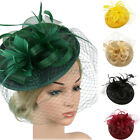 Damen Blumennetz Netz edel Damen faszinierend Mütze Stirnband Clip Feder Party