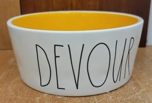 Magenta Rae Dunn FARMHOUSE DEVOUR YELLOW ORANGE 8" Large Dog bowl, Excellent - Picture 1 of 9