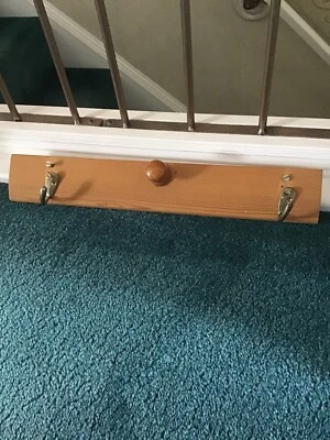 Pine Coat Hook . 2 Hooks 1 Knob . Ideal For Hanging Bags Or Coats  - Image 1 of 2