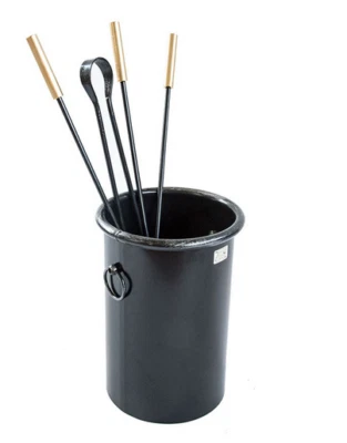 LINEA TUBO CRUCCOLINI SET CAMINO in ferro e ottone con secchiello - Immagine 1 di 4