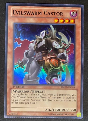 Evilswarm Castor - Yugioh TCG - HA07-EN048 - Misprint Miscut Crimped - Image 1 of 2
