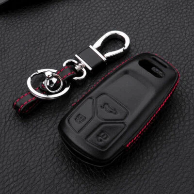 Premium Leather Car Key Fob Case Cover Holder For Audi 2017-2019 A4 A5 Q5 Q7 TT - Image 1 of 4