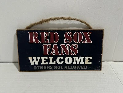 Red Sox Fans Welcome Wooden Sign, Size 5” X 10” MLB Boston Red Sox Baseball - Image 1 of 3