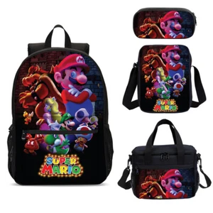 Super Mario Bros Bowser Kinder großer Schulrucksack Kühltasche Brotzeittasche Federmäppchen Posten - Bild 1 von 19