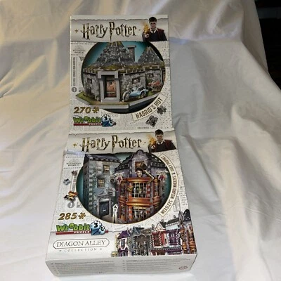 Wrebbit 3D Harry Potter Puzzles Lot/2 Hagrid’s Hut & Diagon Alley NIB Sealed - image 1 of 2