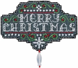 MILL HILL Winter Magnet ORNAMENT Beaded Cross Stitch Kit CHALKBOARD CHRISTMAS - Picture 1 of 2