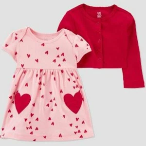 9M - Toddler Girls' Valentine's Day dress set Just One You by Carter's cardigan  - Picture 1 of 3