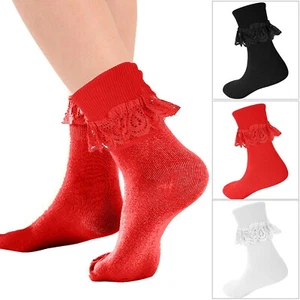 Women Frilly Lace Ankle Fancy Dress Socks Ladies Girls Cotton Rich Dance Socks - Picture 1 of 28